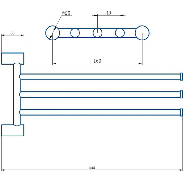 Полотенцедержатель Haiba HB8413-4 поворотный, цвет бронза