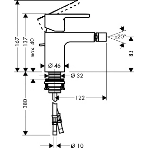 смеситель hansgrohe metropol s 14262000 для биде, с донным клапаном, хром