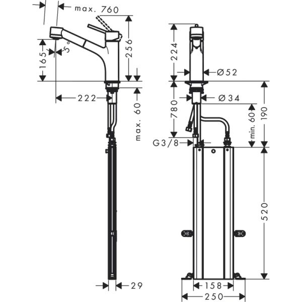 смеситель для кухни hansgrohe talis m52 73860800