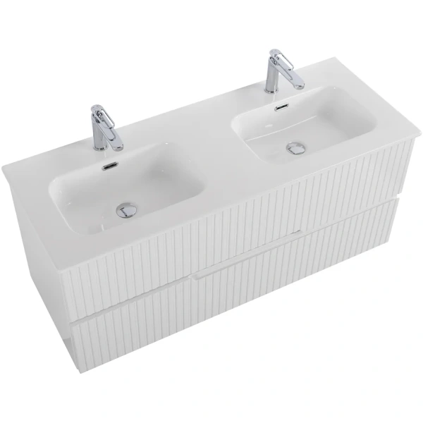тумба под раковину cezares duet duet-n-1200-2c-so-2-bl 120 см, подвесная, bianco lucido