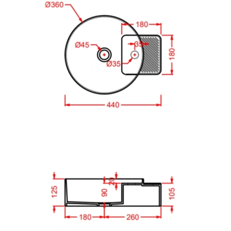раковина накладная 44 см artceram cartesio cal004 02 99, цвет шампань.