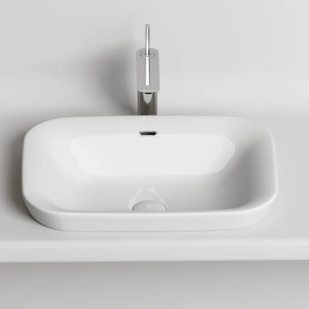 раковина ceramicanova element cn6041 встраиваемая, сверху, 58x40 см, белая