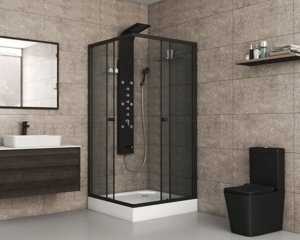 душевой уголок niagara eco 80×80 ng-008-14qt профиль черный, стекло тонированное