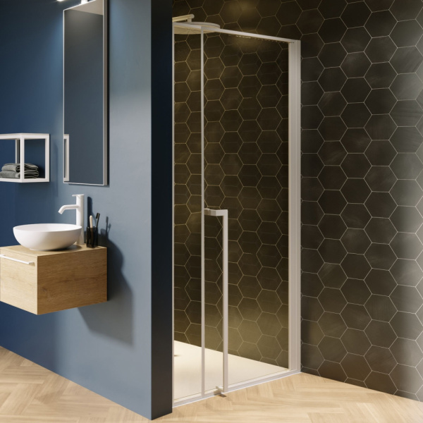 душевая дверь в нишу riho lucid gd104 gd111w000(g005004122) 110x200 см, стекло прозрачное, профиль белый матовый