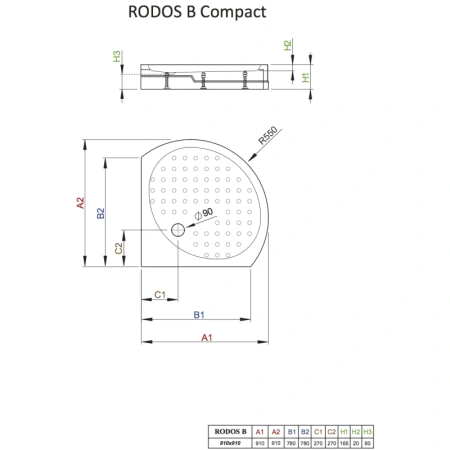 душевой поддон 91x91 см radaway rodos b compact 4d99155-03