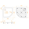 душевой поддон полукруглый rgw smc/r-c 12350499-01 белый 900x900
