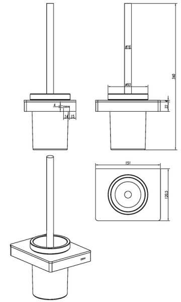 Ёршик для унитаза Black&White Gravity 9607GM оружейная сталь