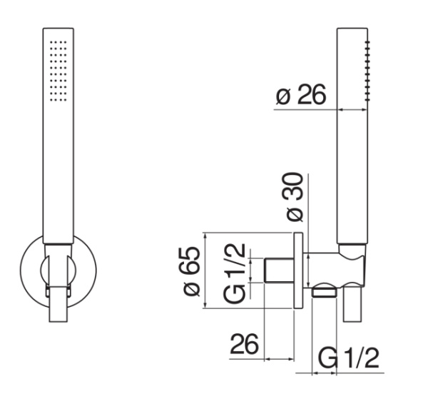 душевая лейка nobili rubinetterie ad146/32wm со шлангом, polar white