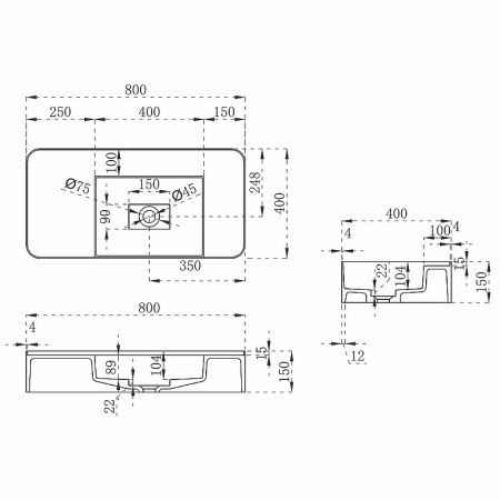 раковина vincea 80 vwb-6s480mw белая матовая
