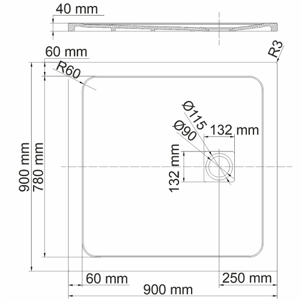 душевой поддон из искусственного камня wasserkraft neime 90×90см 19t03 черный матовый