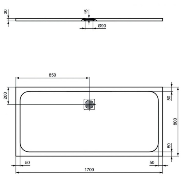 душевой поддон 170х80 см ideal standard ultraflat s k8284fv черный