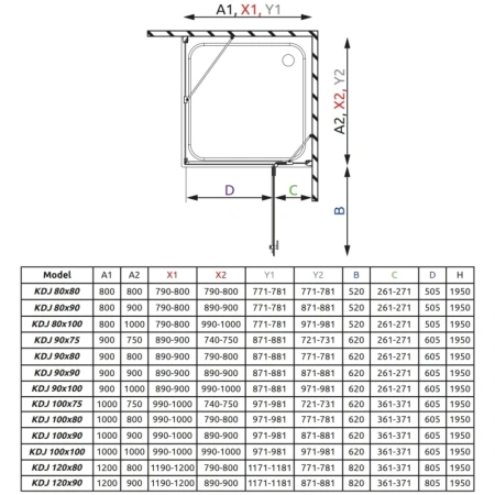 душевой уголок radaway almatea kdj 80 r×80 графитовое