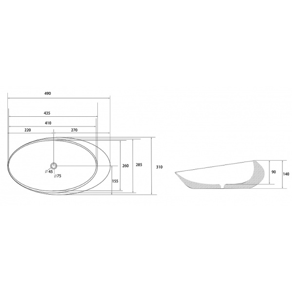раковина 49x31 см abber bequem ac2107bs, цвет черный матовый/ серебро