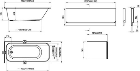 акриловая ванна ravak chrome 150х70 c721000000