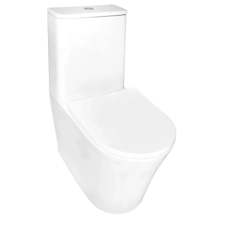 унитаз компакт azario anteo round az-1219a напольный, безободковый, с бачком и сиденьем микролифт, 63х38.5х82 см, белый