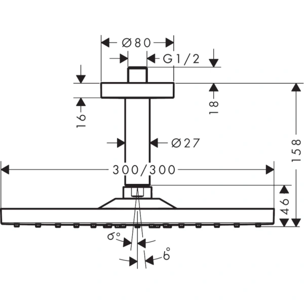 верхний душ hansgrohe raindance e 300 air 1jet 26250000