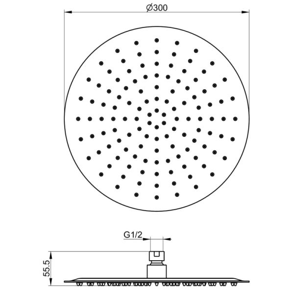 верхний душ wonzon & woghand ww-88dp04-mb 300 мм, черный матовый