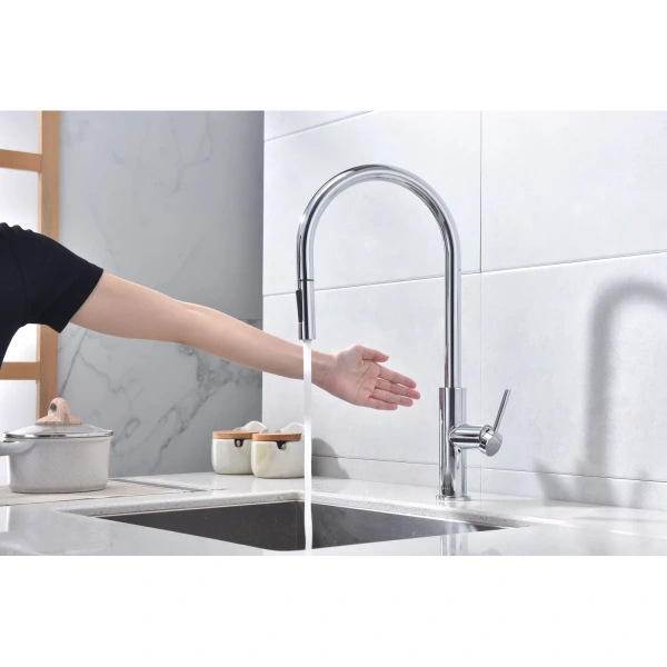 смеситель для кухни paulmark senso se215180-cr, с выдвижным изливом, сенсорное управление, цвет хром смеситель для кухни paulmark senso se215180-cr, с выдвижным изливом, сенсорное управление, цвет хром