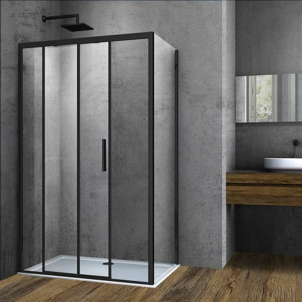 душевой уголок vincea soft 140×90 vsr-3so9014clb профиль черный, стекло прозрачное