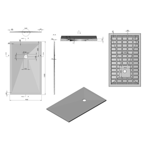 душевой поддон из литого мрамора 150×90 см vincea vst-4sr9015w