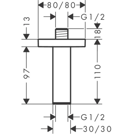 потолочный кронштейн 110 мм hansgrohe pulsify e 24338140