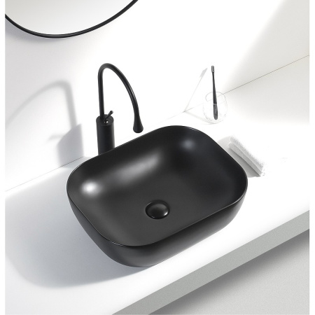 Раковина накладная 50 см Aquanet Lake-1-MB 00245829, черный матовый