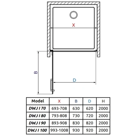 душевая дверь radaway arta dwj i 70 l 386070-03-01l прозрачное