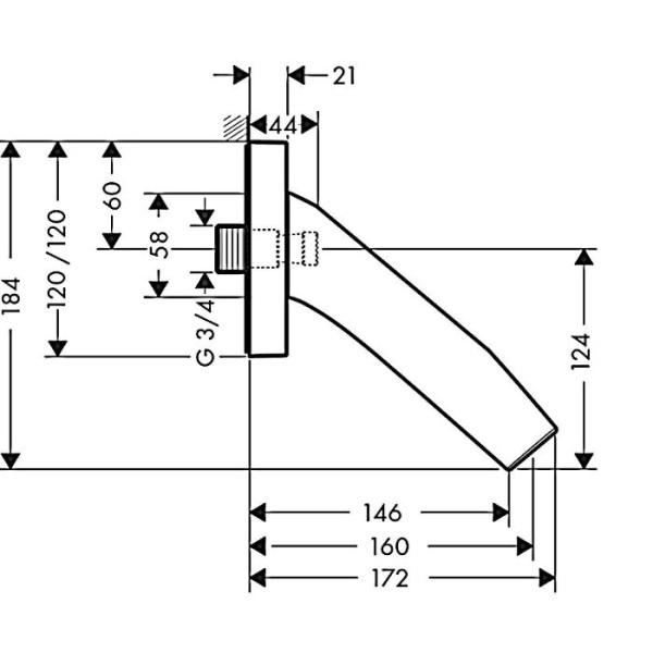 излив для ванны 160 мм axor starck organic 12417000