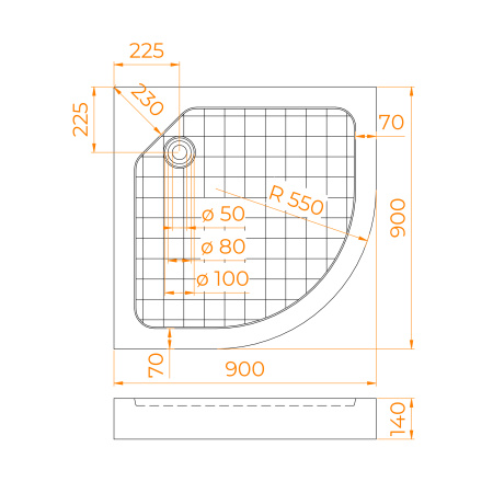 душевой поддон из стеклопластика rgw smc/r w 90×90 57350499-01 белый