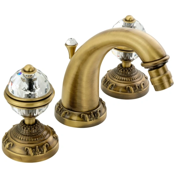 смеситель migliore cristalia swarovski 18579 для биде, на 3 отверстия, с донным клапаном, ручки swarovski, бронза
