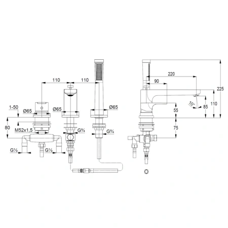 смеситель на борт ванны kludi zenta sl 484480565