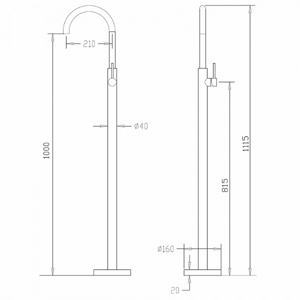 смеситель для раковины напольный abber wasser kreis af8141b, черный матовый