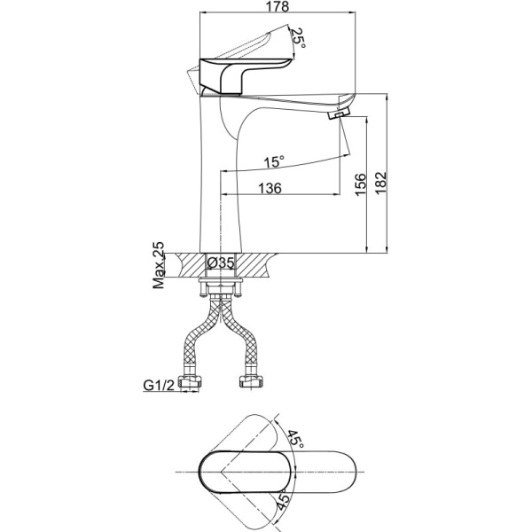 смеситель для раковины d&k venice baciano da1032601 хром