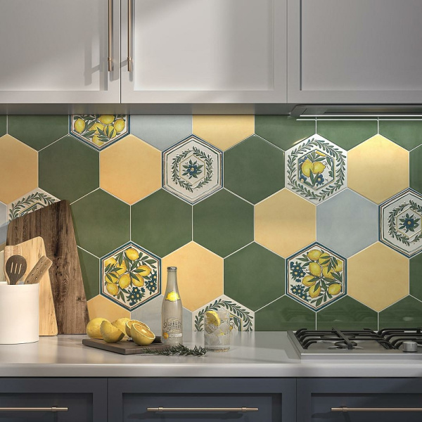 Керамическая плитка Kerama Marazzi Флорентина зелёный глянцевый 24034 настенная 20х23,1 см