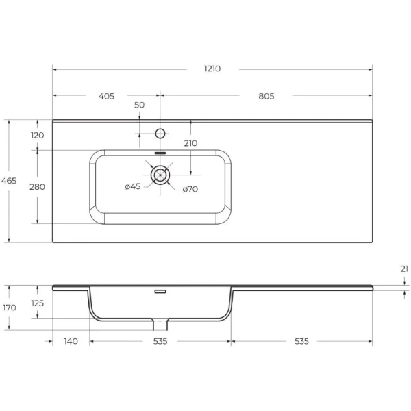 раковина belbagno bb1200etl-l 121 см, полувстраиваемая, цвет белая