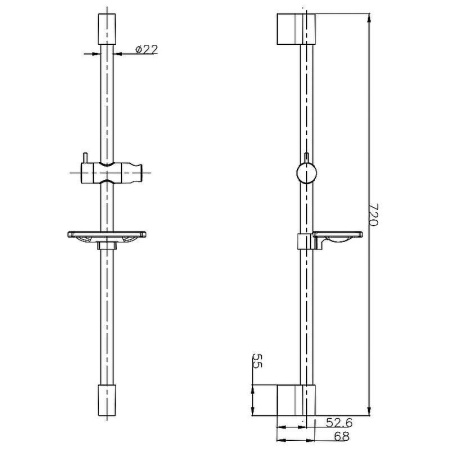 душевая штанга aquame aqm8203cr хром