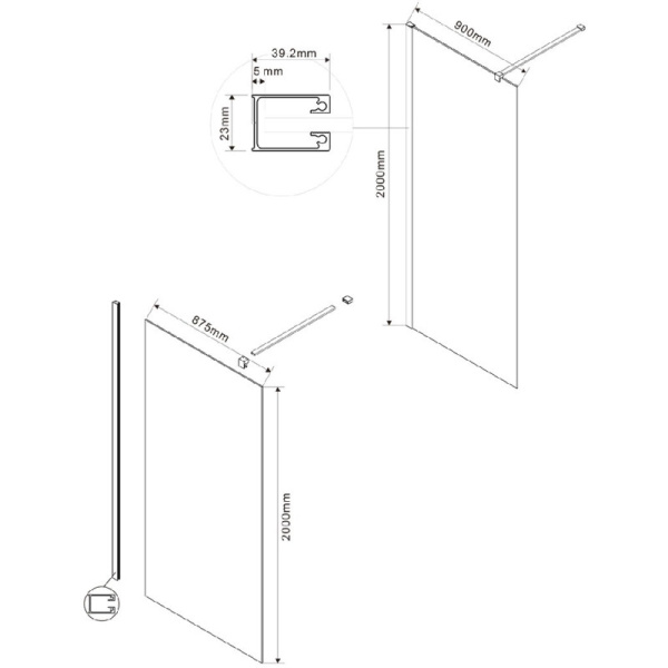 неподвижная перегородка 90 см vincea walk-in vsw-1h900mrgm зеркальное