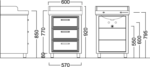 тумба под раковину kerama marazzi pompei 60 po.m.60.3\wht, с 3 ящиками, цвет белый