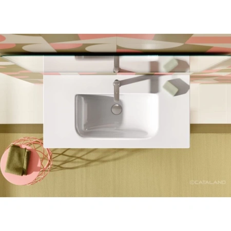 раковина catalano italy 0721010001 100x50 см, накладная, подвесная, белый глянец