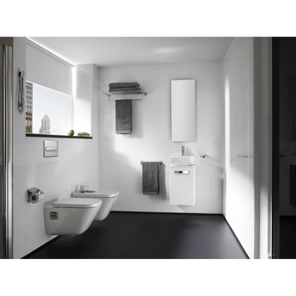 тумба с раковиной белый матовый 45 см roca the gap zru9302735 + 327477000