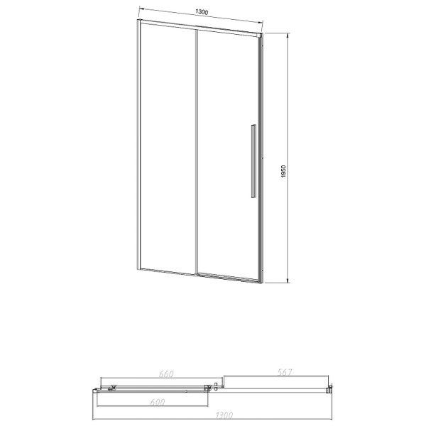 душевая дверь vincea slim-n 130 vds-4sn130clgm профиль вороненая сталь, стекло прозрачное