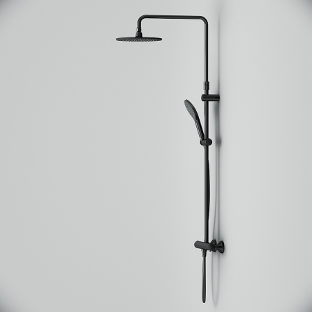 комплект душевого уголка с душевой системой и аксессуарами am.pm gem s 120x90 wk93es профиль черный матовый стекло прозрачное