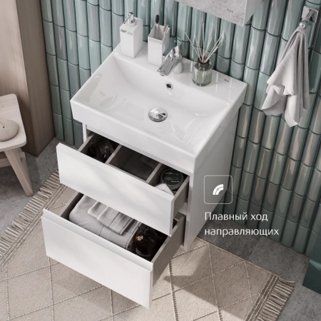 тумба с раковиной белый глянец 60 см roca oleta a857639806 + 3274c400y