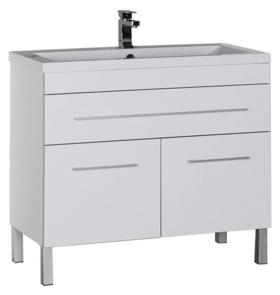 тумба под раковину aquanet верона 100 белая (напольная 1 ящик 2 дверцы), 00182710