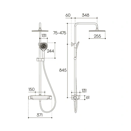 душевая стойка aqueduto chuva chu0350 с термостатом, шлифованное золото