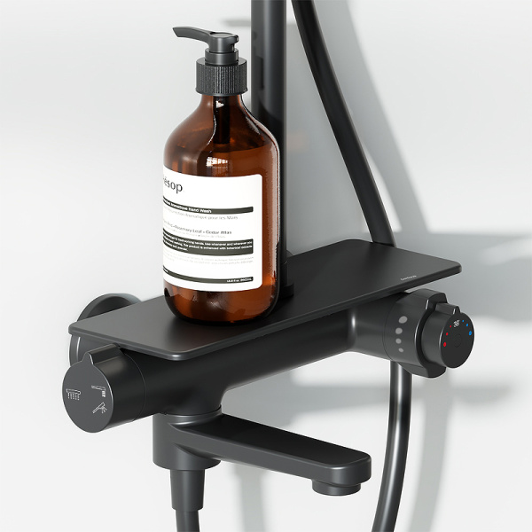 душевая система damixa jupiter 977760300 с термостатом, черный матовый