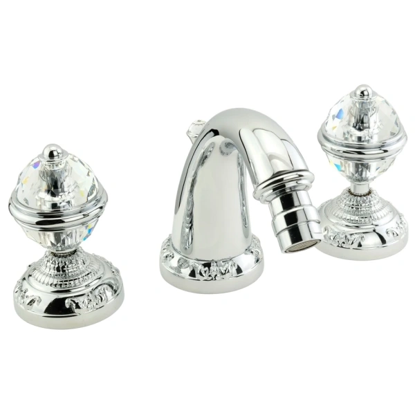 смеситель migliore cristalia swarovski 18584 для биде, на 3 отверстия, с донным клапаном, ручки swarovski, хром