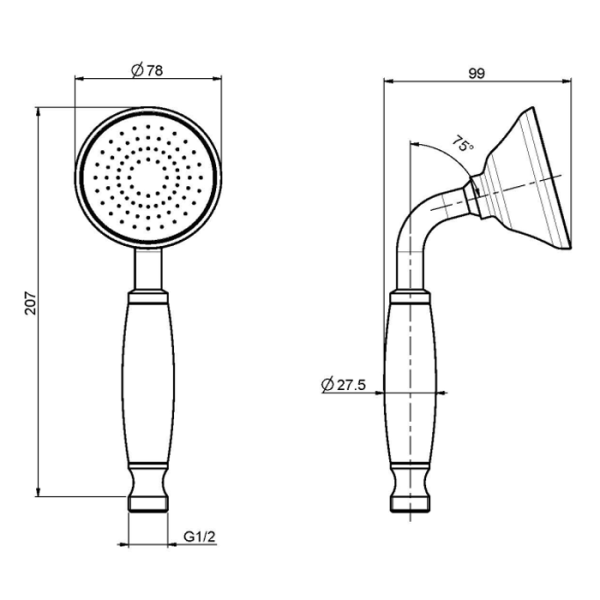  ручной душ fima carlo frattini wellness f2104br с белой ручкой, цвет: бронза