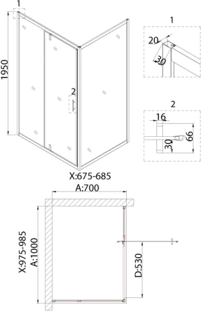 душевая дверь niagara nova 100 ng-83-10ab профиль черный, стекло прозрачное