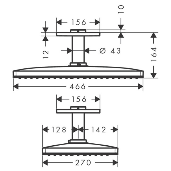 верхний душ 466x270 мм axor showersolutions 35277000